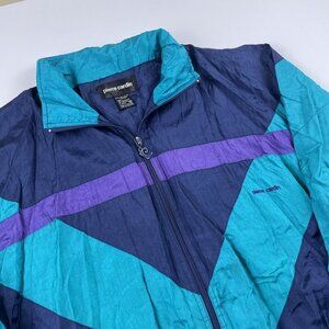 Pierre Cardin Full Zip Windbreaker Track Jacket Men's M Lined Navy Teal Purple